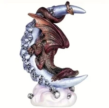 Dragon On The Moon Figurine - Resin Casting - Fast Free Shipping