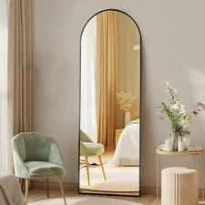 DUMOS Arched Full Length Mirror with Stand 64"x21" Floor Standing Aluminum Frame