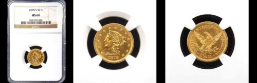 1878-S $2.5 NGC MS64-POP 15-FLASHY PQ LIBERTY HEAD GOLD QUARTER EAGLE--- - Picture 1 of 1