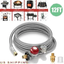 12ft High Pressure Adjustable Propane Gas Regulator Hose Indicator Stainless US
