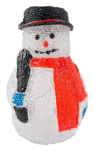30 Cm Deko Schneemann Mit Led Beleuchtung Weihnachten Dekoration Figur Groß Neu-image