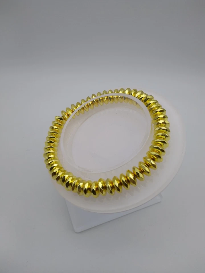 Vergoldet Hämatit Armreif Edelstein (Stretch, elastisch) handgefertigt Germany - Bild 3 von 4