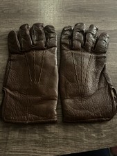 Vintage Leather Fur Lined Gloves Large