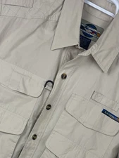 ExOfficio Adventure Travel Beige Shirt Long Sleeve Button Down Men’s Medium