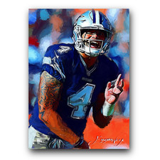 Dak Prescott #13 Art Card Limited 43/50 Edward Vela Signed (Dallas Cowboys)