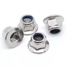 M8-1.25 Flange Nylon Insert Lock Nuts Flanged Locknuts, DIN 6926, Stainless S...