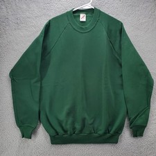 Vintage Jerzees Crewneck Sweatshirt Mens XL Green Blank USA Made