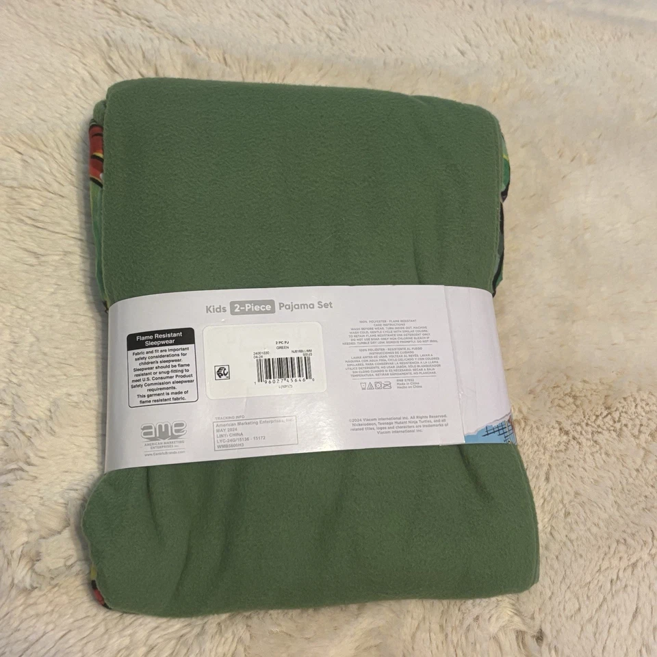 Juego de pijama verde franela personaje Tortugas Ninja adolescentes mutantes Nickelodeon Foto 3 de 4