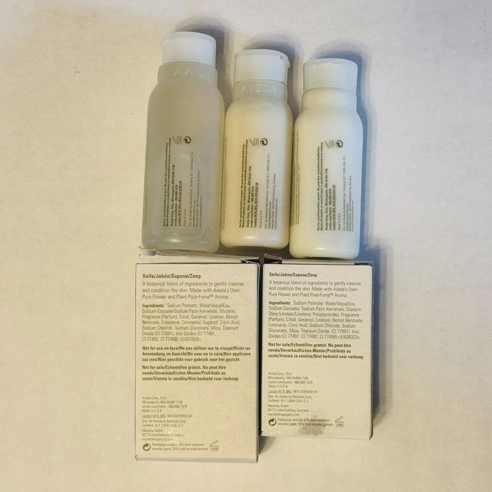 Aveda Rosemary Mint Refreshing Travel Set Body & Hair Care Amenity shampoo soap - Image 2 of 2