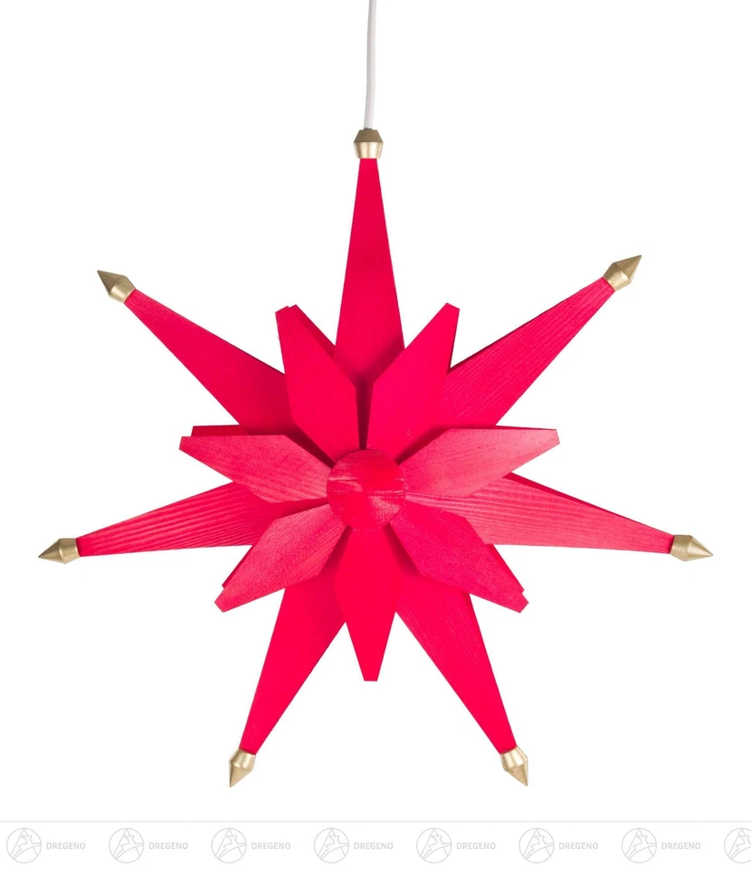 Advents-Decoración Estrella De Navidad De Ventana Madera Roja Con 1 Luz - Imagen 1 de 1
