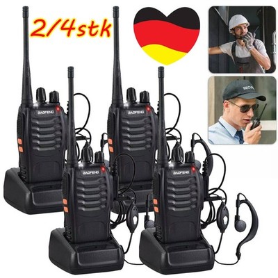 2er/4er Walkie Talkie mit Headset 16CH Hand Sprechfunkgeräte Handfunkgerät Set