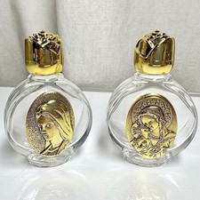Holy Water Glass Bottles 2 Christian Catholic Religious Mary Jesus