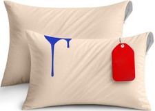 Zippered Waterproof Pillow Protectors King Size, 2 Pack Bed Bug Proof, Beige