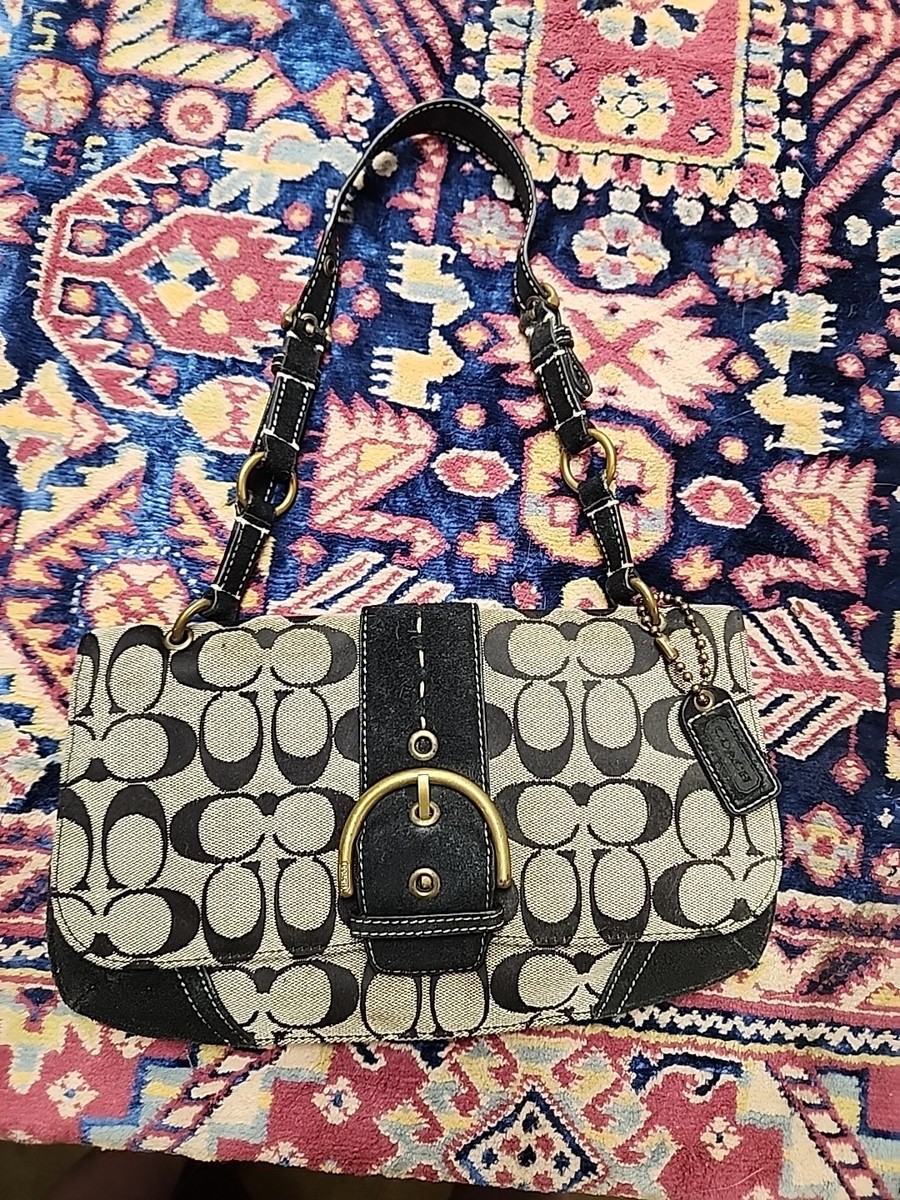 バッグ Coach Soho Signature Black Mini bag ☆Vintage☆ ~Coach Soho Mini Signature Top Handle BLACK/Make