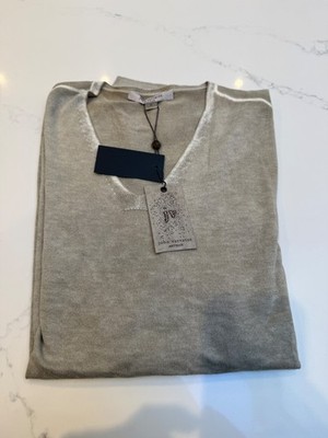 John Varvatos Herren Seide Kaschmir V-Ausschnitt Pullover, Rye, Medium - UVP 328£