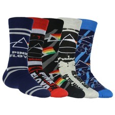 Pink Floyd Socks Men's Icon And Logo Rock Band Crew 5 Pair Crew Sock 10-13