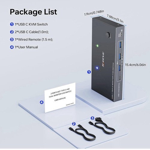 USB C KVM Switch 3 Monitors 2 Computers 4K/1080P@60Hz,USB-C Triple Monitor KV... - Afbeelding 9 van 16