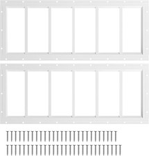 2pk Shed Windows 10"x35", Transom Window Fixed Design with Tempered Glass, White