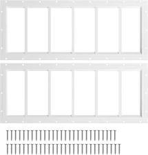 2pk Shed Windows 10"x35", Transom Window Fixed Design with Tempered Glass, White