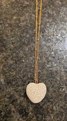 Lava Stone Heart Diffuser Necklace on Gold Tone Chain