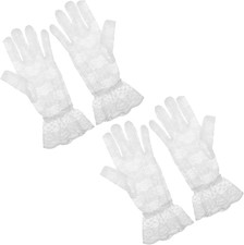 2 Pairs Lace Gloves Women Bridal Vintage Tea Party Short Mesh Evening Gloves