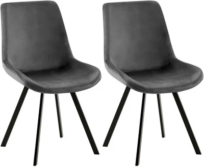 2er Set Esszimmerstuhl Lewes Samt dunkelgrau - Bild 1 von 4
