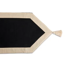 Thyme & Table Handmade Table Runner, Black with Gold Border, 14 x 72"