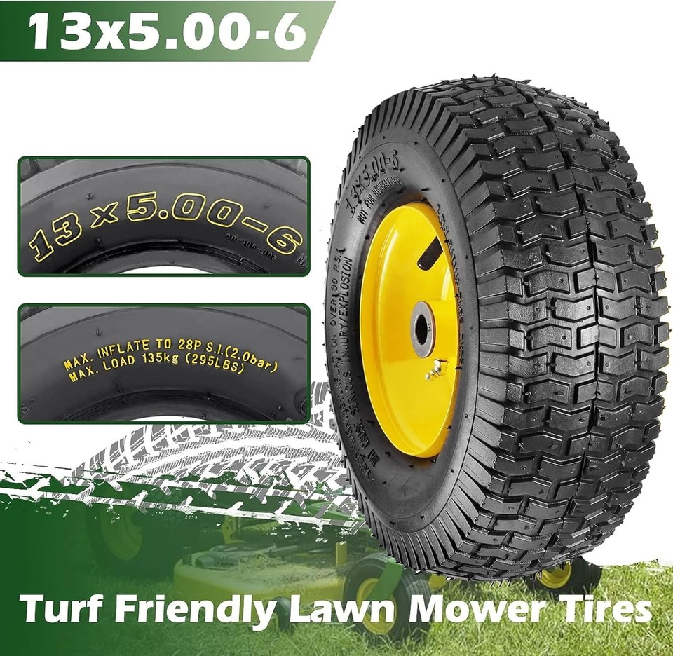 2 PNEUMATICI 13 X 5.00 - 6 + CAMERE COPERTONI PER TOSAERBA Trattorino Rinforzati 70429886