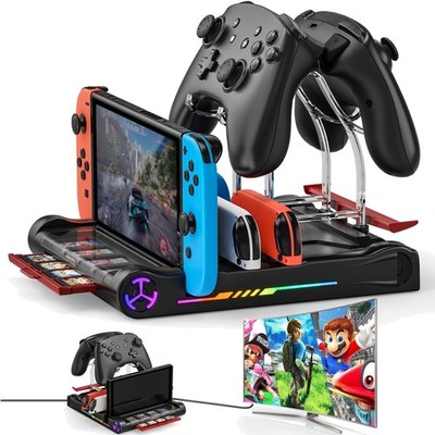 Multifunktions Ladestation für Nintendo Switch OLED TV Dock mit 4 JoyCon Lade...