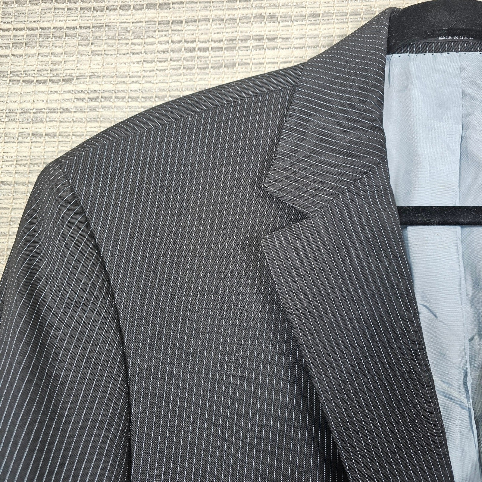 Hugo Boss 44L Bertolucci Movie Blue Super 120 Pinstripe Blazer Sport Coat Jacket thumbnail 16