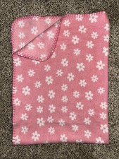HTF Parent s Choice Fleece Pink White Floral Flowers Stitched Edge Baby Blanket
