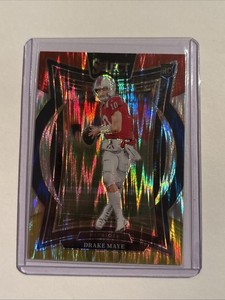 2024 Panini Select Drake Maye (RC) RED YELLOW SHOCK PRIZM #27 Concourse PATRIOTS