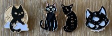 Lot of 4 Black Cat Lapel Pins 3 Eyed Cat, Cat  Moon