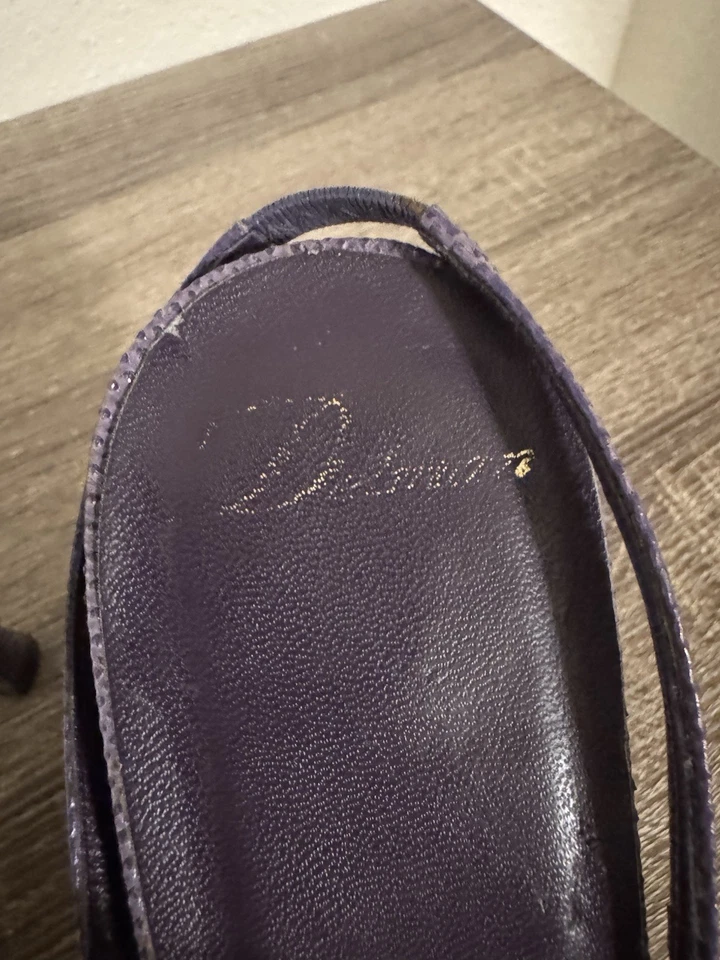 Delman Púrpura Punta de Cuero Lagarto Eslinga Trasera Tacones de Aguja Para Mujer’s 9.5 Foto 3 de 4