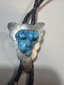 Vintage AP Sterling Silver Turquoise Bolo Tie – Bennett Pat. Pend.