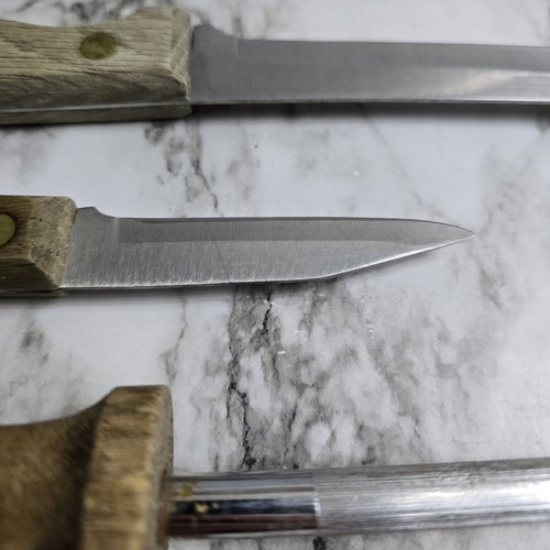 Old Homestead Knife 8 pc SET Lifetime Cutlery Japan Wood Handle w/ Cleaver &Bloc - Picture 8 of 11