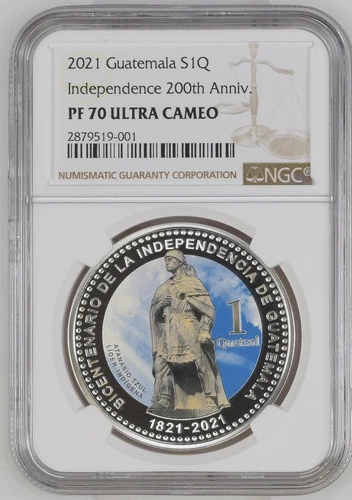 2021 Guatemala Independence 200th Anniv. S1Q NGC PR70DCAM