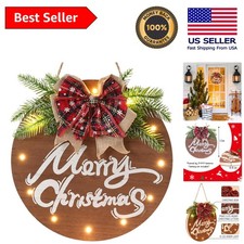 Charming Wooden Christmas Sign with 12 LED Lights for Cafes and Home Decor