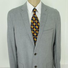 44 L 43 L Lands End Gray Cotton 2Btn Mens Summer Jacket Sport Coat Blazer Mint