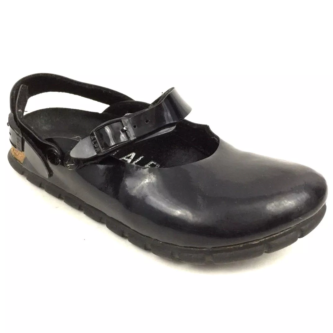 sortie skat prinsesse Birkenstock Alpro Clogs 2 Straps Sandals Mules Black Leather Germany Size  230 L5 | eBay