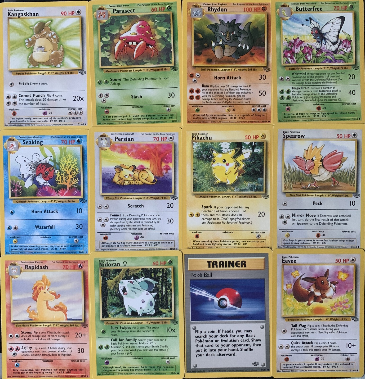 Jungle Set Pokemon Cards TCG WOTC 1999 Common Rare Choose Your