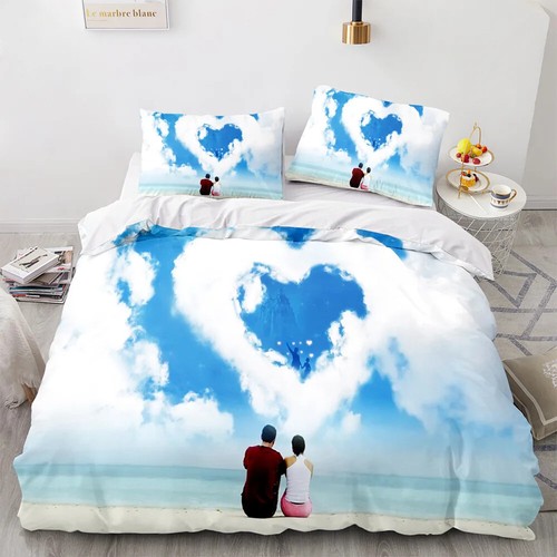 Love Duvet Cover Heart Shaped Bedding Sets Romance Polyester Comforter Cover - Picture 40 of 43