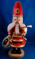 Steinbach: RED Christmas Tree St. Nicholas w/Bird 18.5" Tall w/Foil tag Estate