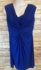 CHAPS PLUS SIZE Knot-Front Halter Dress ROYAL BLUE (Size 18W) j123