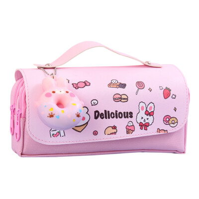 Kawaii Pencil Case Large Korean School Stationery Pen Bag (Donut