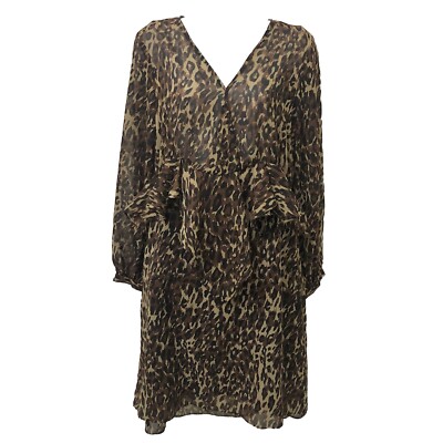 Walter Baker Adam Dress Size 4 Brown Tan Leopard Animal Print Elastic Waist