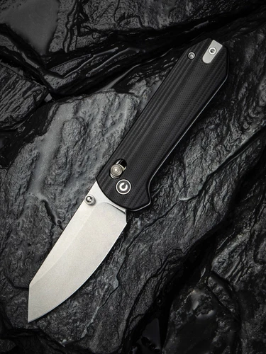 CIVIVI Yonder 14C28N Stonewashed G10 Black C23073-1 Crossbar Lock Clip Knife