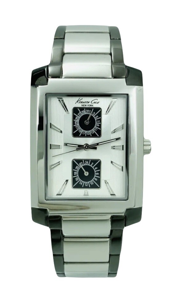 Kenneth Cole New KC3781 Curve Glass Men's Multifunction Stainless