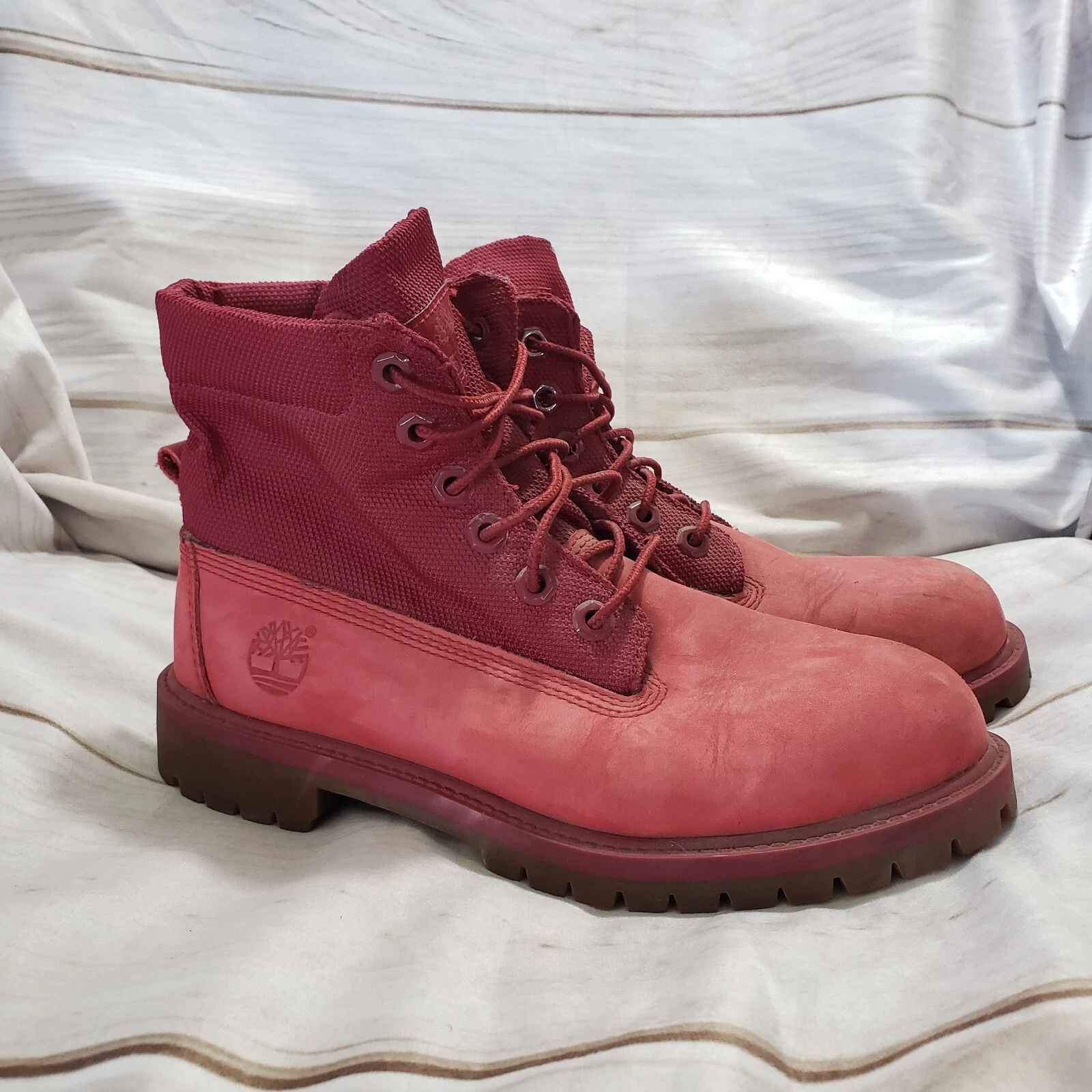 Stivali da lavoro Timberland in pelle rossa Heritage Icon Roll Top giovanili taglia 5 5 donna 7