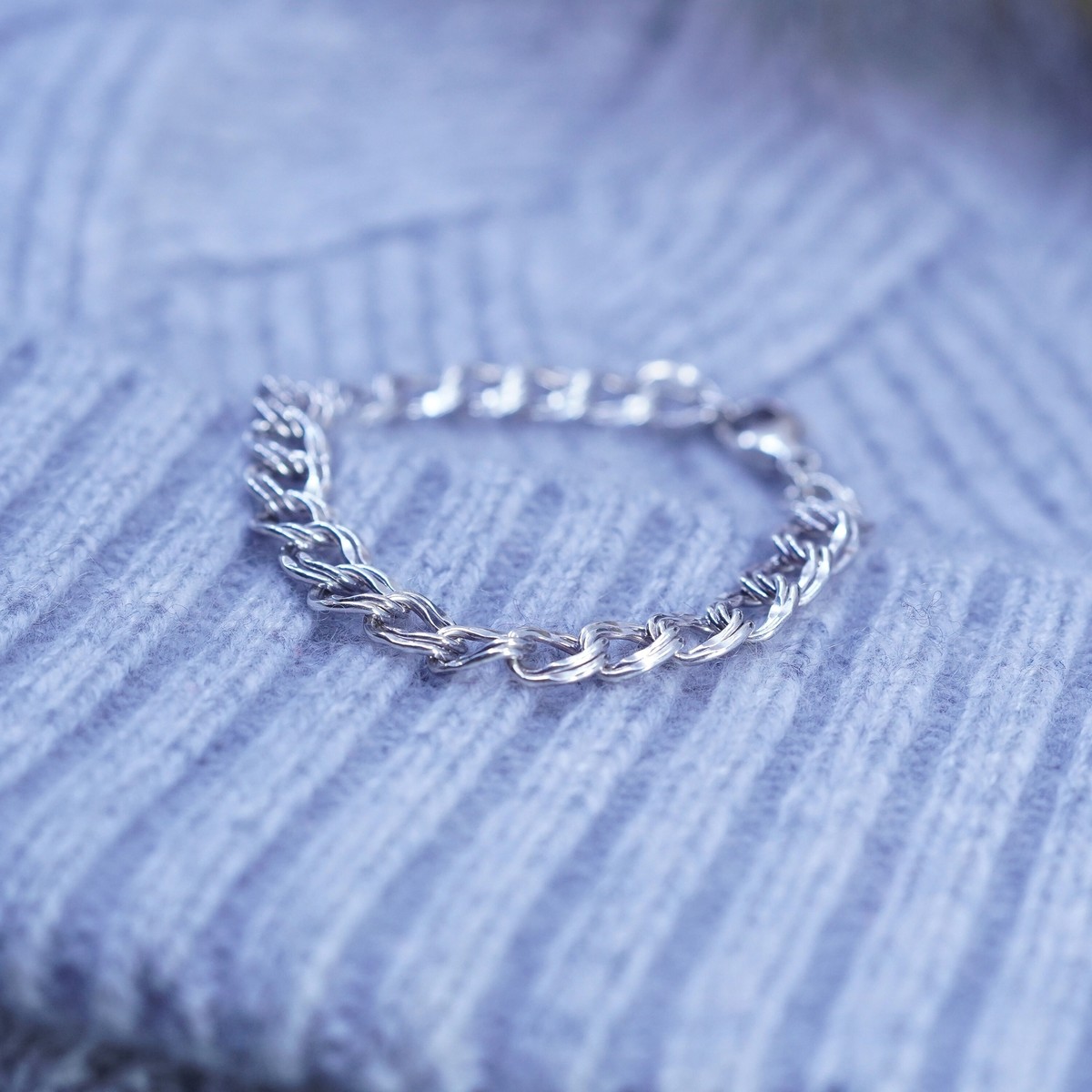 6.25” 8mm, vintage Italy sterling silver 925 double curb